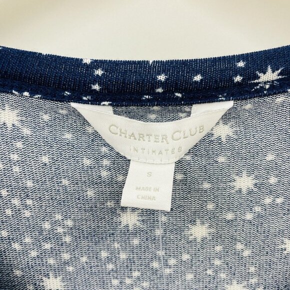 Charter Club Womens Size Small Soft Knit Henley Pajama Top Stars Print Blue 327 - Picture 7 of 8